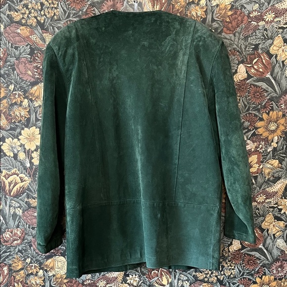 80s Vintage Green Suede Jacket M - Picture 4 of 12